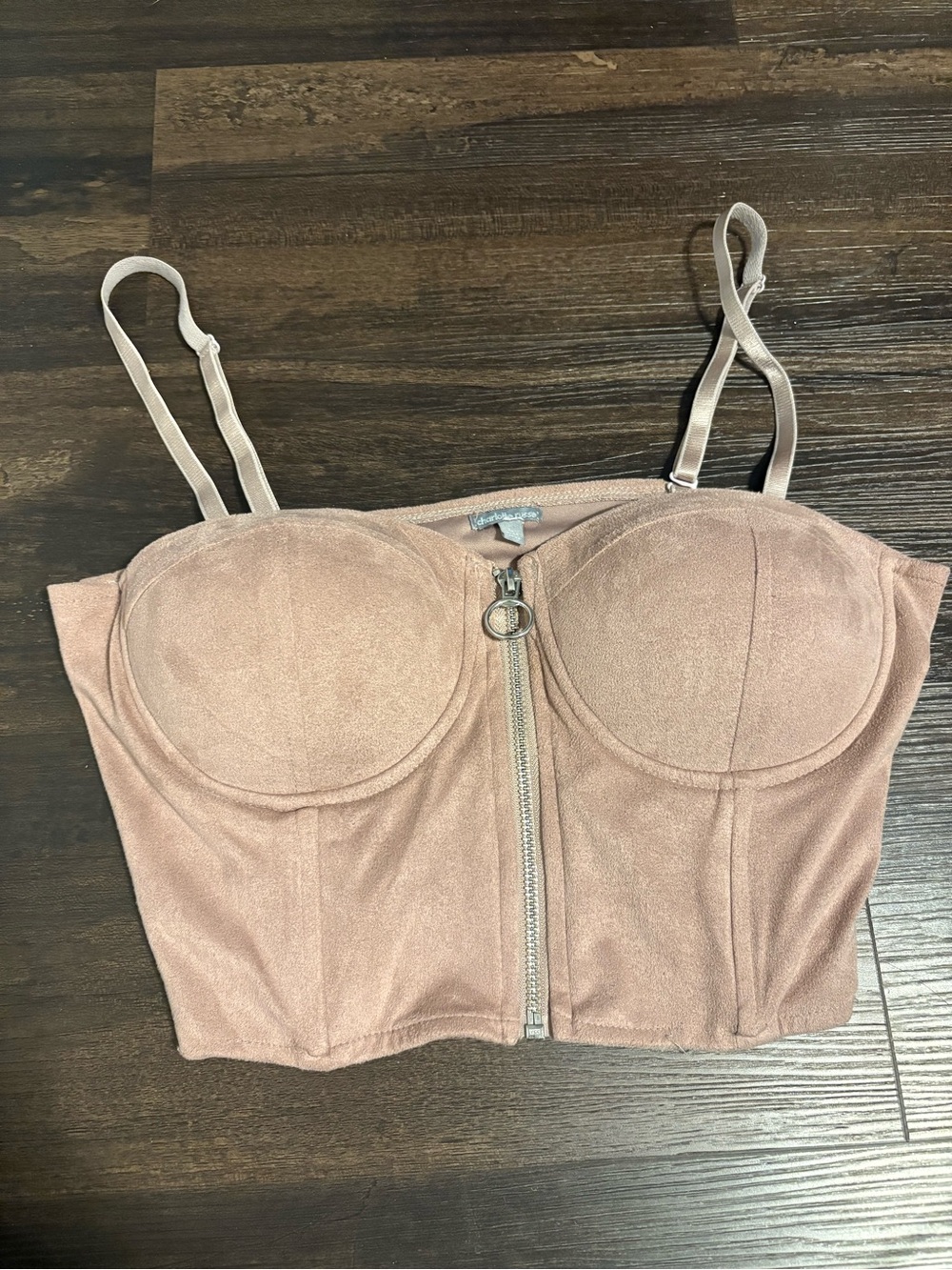Charlotte Russe mauve pink zip-up top
